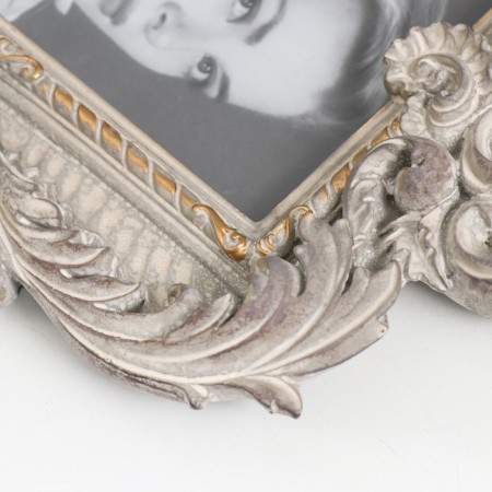Polystone photo frame 10x15 cm "lush leaves" silver with gold 28x18 cm-2
