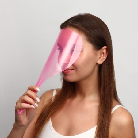 Face protection screen, with a pen, 31.5 × 13.5 cm, pink color-5
