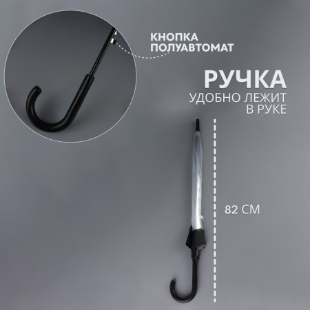 Umbrella - semi -automatic cane "Kant", 8 spokes, r = 43 cm, black/transparent color-1