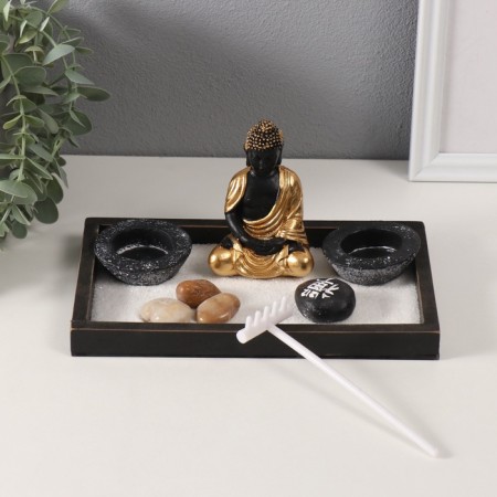 Zen Garden "Buddha in Golden Tog" sand 22x13x10.2 cm