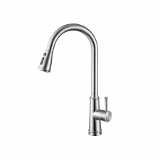 Fashun A56108 kitchen mixer, single -leaf, with retractable watering can, stainless steel, satin