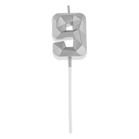 Candle in the cake on the skewer "Almaz", the number "9", silver, 4.8x2.6 cm-5