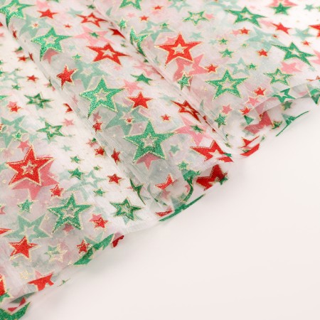 Organza flap, stars, 100 × 150 cm-1