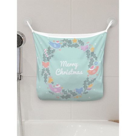 Organizer in a bath on suction cups "Christmas Wreath", for storing toys and trifles, size 33x39 cm