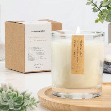 Aromatic candle in a glass "Bomantic", 200 g, jeans lace, soy wax