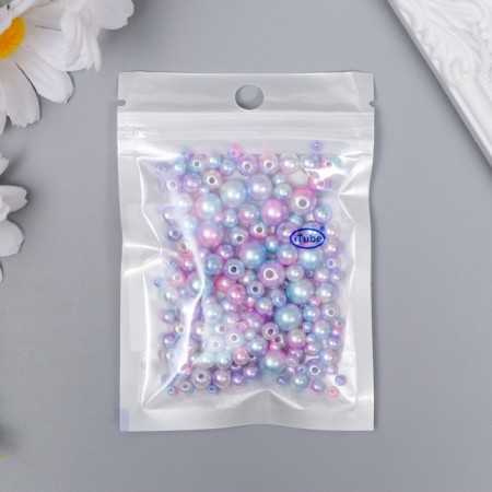 Beads for creativity plastic "Round. Gradient. Mermaid Lilac" D = 3-8 mm, set 10 grams-2