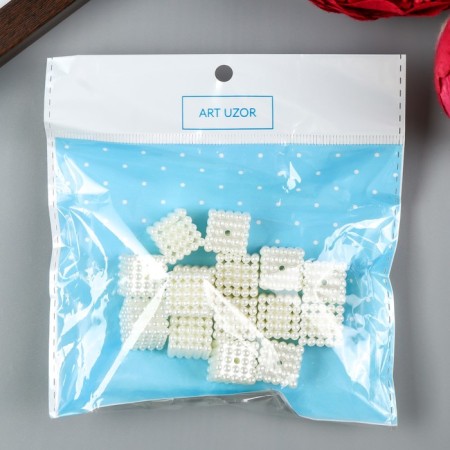 Beads for creativity plastic "lamb pearl cube" set of 15 pcs 1.4x1.4x1.4 cm-2