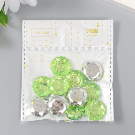Buttons plastic for creativity 2 punctures "Kant Rhin" set 12 pcs green d = 1.7 cm-3