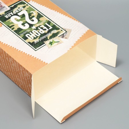 Gift folding box, packaging, "February 23, Hero", 22 x 30 x 10 cm-3