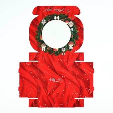 Box for Makarun with low sides "New Year's luxury", wreath, 11x 11x 3 cm, New Year-6