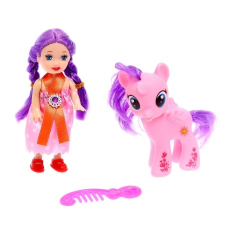 Baby doll "Anechka" with ponies and accessories, mix-3