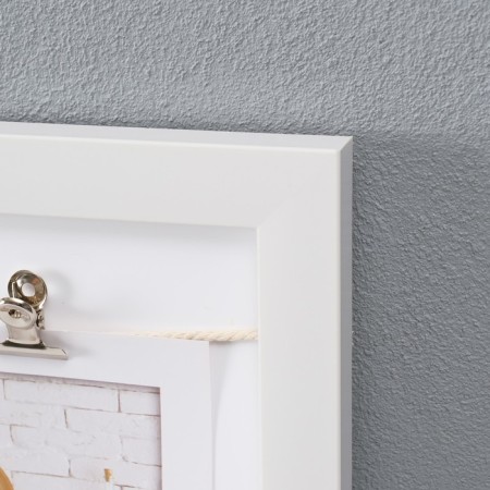 Photo frame plastic in 6 photos 10x10, 9x13 cm "Style" with clothespins, white 40x30x1.5 cm-2