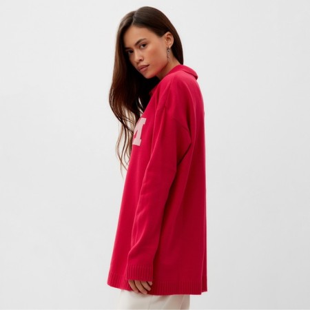 Jumper Women's Mist with a Polo collar pink, p. M (44-46)-4