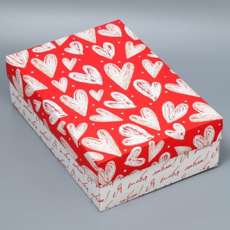 Gift folding box, packaging, "heart", 30 x 20 x 9 cm