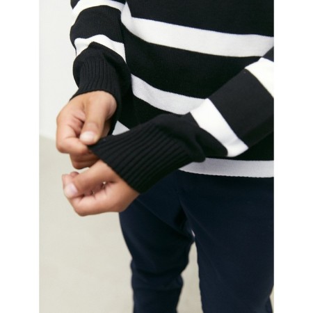 Sweater Knitted Children's Amarobaby Strip, Height 140 cm, Black Color-13