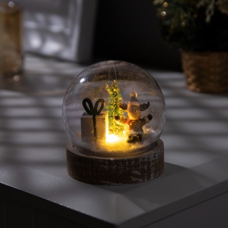 LED figure "Ball with a deer" 8 × 8.5 × 8 cm, wood, plastic, batteries AG13x3, glow warm white