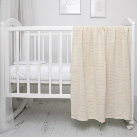 Knitted blanket, size 90x118 cm, milk color