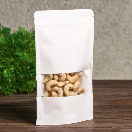 Zip-Lock package Craft, white, with a rectangular window of 12 x 20 cm-1