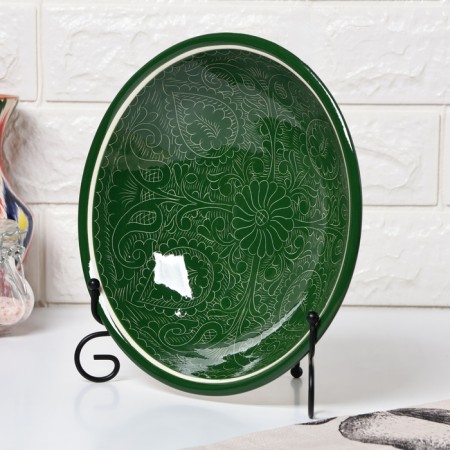 Buditsa Rishtan ceramics "Patterns", 23 cm, green-1