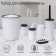 Set for the bathroom "light", 6 items: soap dish, dispenser, 2 glasses, brush, bucket, white color