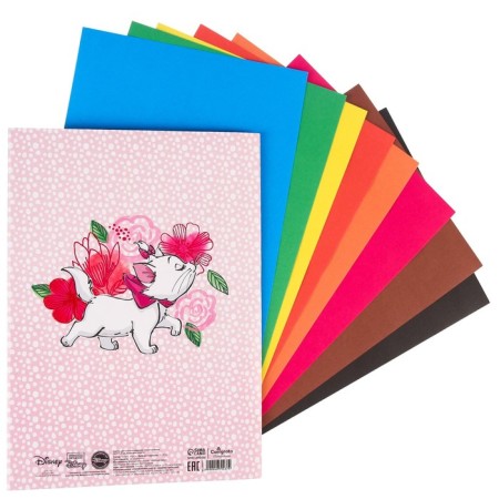 Cardboard color, A4, 8 sheets, 8 colors, non -unilateral, in a folder, 220 g/m², cats aristocrats-2