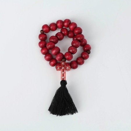 Parsing wooden "Orthodox" 30 beads, a cross small. with a brush, the color is red-1