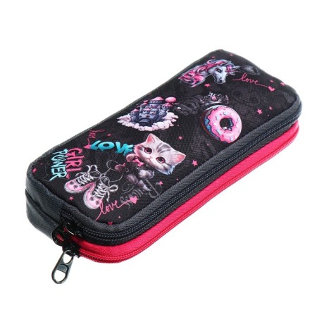 Penal soft, 2 compartments, volumetric, 90 x 220 x 40 mm, Stavia "unicorn" black 86241-1