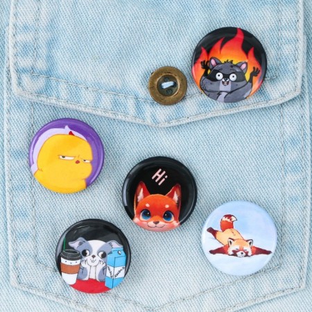 Metal icon, sunset "Cute animals", d = 2.5 cm, mix-3