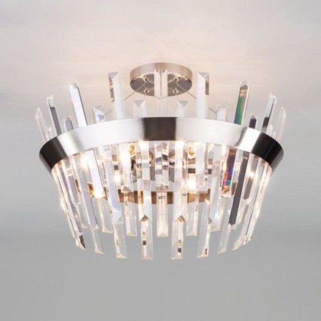 STECCATO chandelier, 5x60W E14, Nickel color