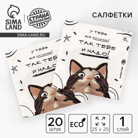 Paper napkins 25*25cm "cats" (set 20 pcs)