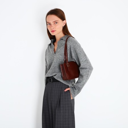 Bag Women's Tout with zipper, burgundy color-7