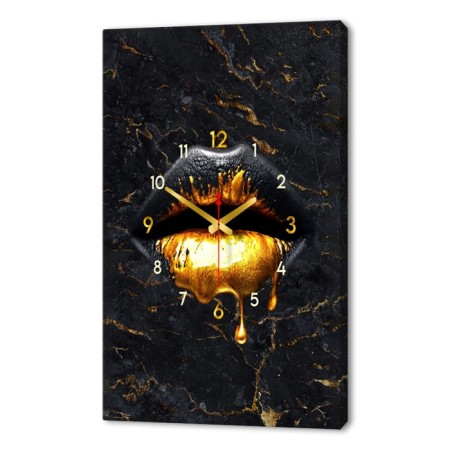Carty clock wall-mounted interior "Black Gold" lips, silent, 50 x 70 cm