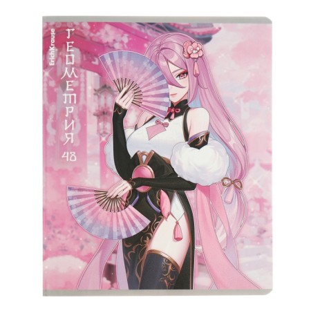 Subject notebook, 48 sheets, cell, geometry, erichkrause "manga", cardboard cover of twin-lax, unit offset white 100%, information block-1