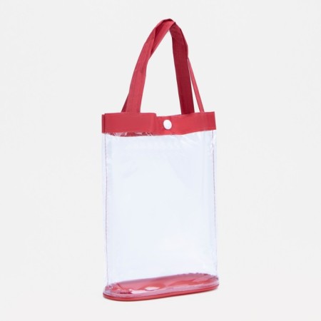 Cosmetic bag on the button, the color is red/transparent-1