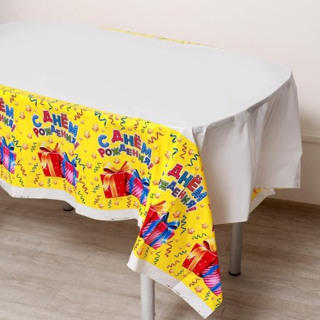 The single tablecloth “Happy Birthday”, gifts, 180x137 cm-1