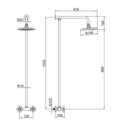 Bar with the Accoona A8176 mixer, two -winged, with a tropical shower, chrome-1