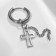 Piercing in the ear "Ring" Cross with a chain, d = 15 mm, color silver