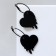 Earrings "heart", black color in ferrous metal, d = 3 cm