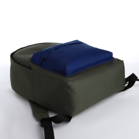 Sports backpack from textiles on lightning, Textura, 20 liters, khaki color/blue-2