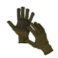 Garden gloves, x/b, knitting grade 10, 5 threads, 3-layer, size 10, with PVC dots, green, “olive”