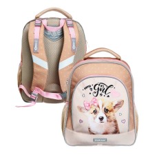 School backpack Erich Krause Ergoline 15l, 39 x 28 x 14 cm, ergonomic back, Corgi Puppy 60094