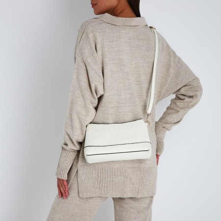 Bag Cross-Bodi with a zipper, white color-7