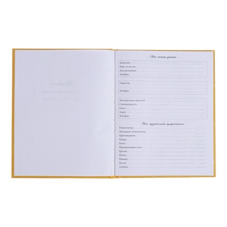 Diary for a music school, 48 sheets, hard cover, matte lamination, foil embossing, reference information, block 60g/m2-4
