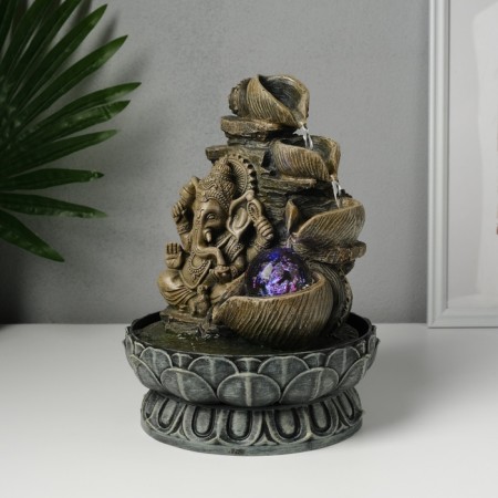 The desktop fountain from the network, the backlight "Ganesha - Mudra Abhai" Gray 20.5x20.5x26.5 cm-2