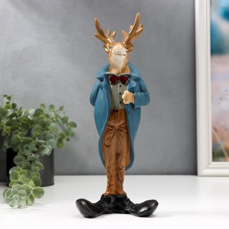 Polystone souvenir "Elk in a blue jacket and red butterfly" 30x12.5x11.5 cm-1