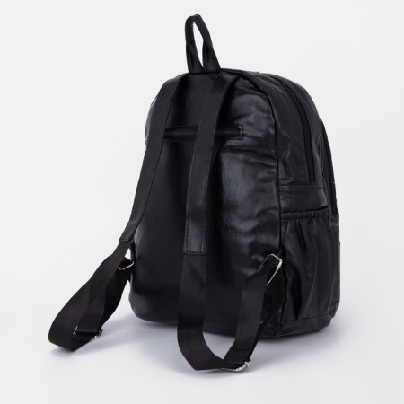 Women's backpack made of artificial leather with lightning, black color-2