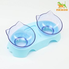 Plastic bowls on a blue stand 30 x 15.5 x 12 cm transparent