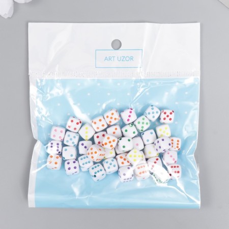Beads for creativity Plastic "White Playing Cube" Color Points set 20g 0.8x0.8x0.8 cm 78118-3