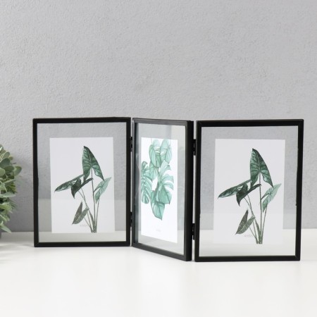 Photo frame Metal in 3 photos 10x15 cm "Loft. Strict lines" black 20x45x1 cm-1