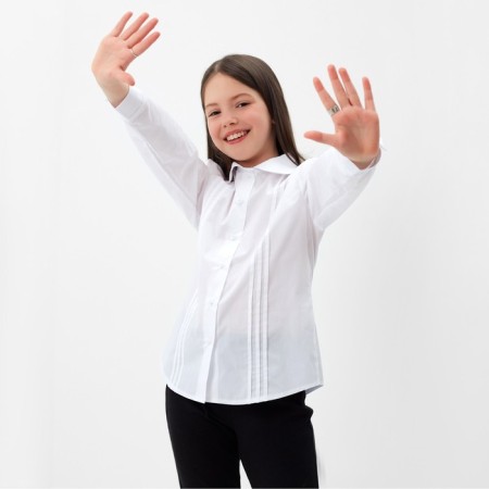 School blouse for a girl, white color, height 122 cm-3
